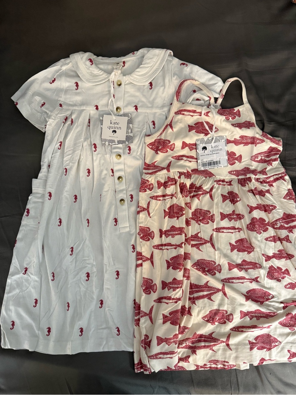 kate quinn White Dresses with Red Seahorse and fish